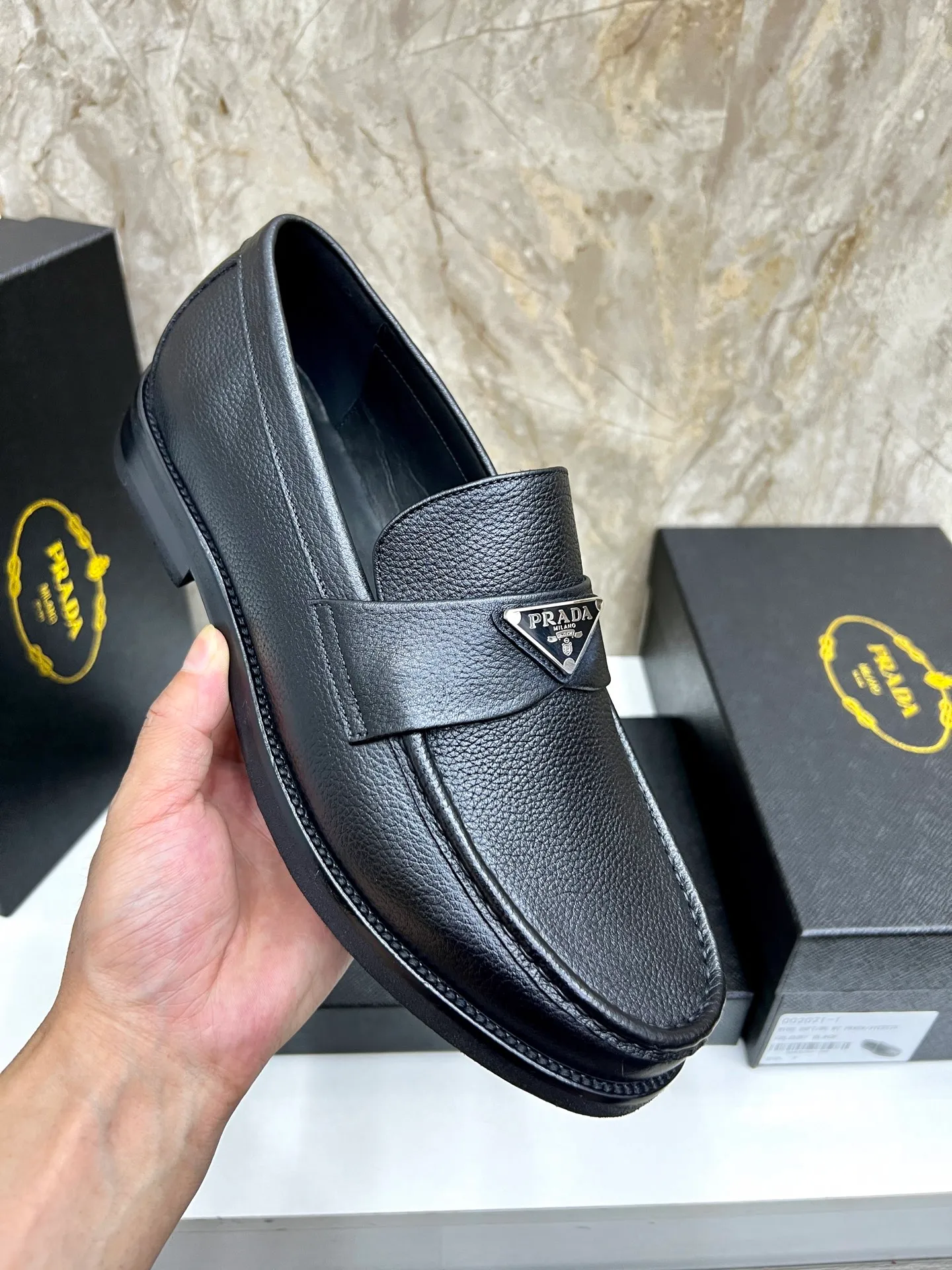 PRADA~ Size: 38-44 (customized 45/46 P: 💰880 P's original official website new high-end men's leather shoes, top-quality original replicas, made of imported open edge beads/calf leather, calf leather breathable lining, original leather outsole!